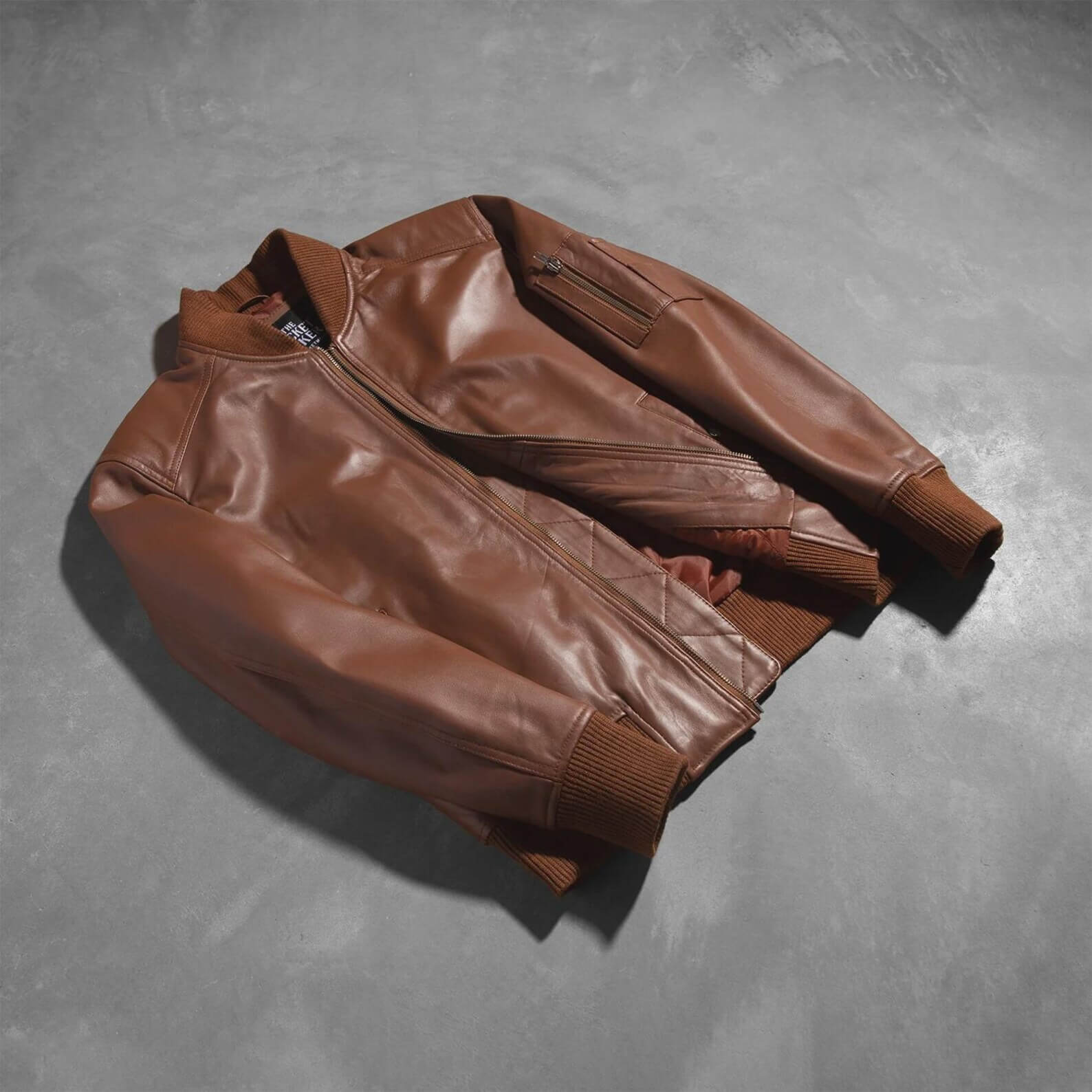 custom sheepskin leather bomber jacket: handmade aviator style