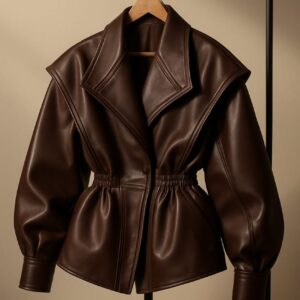 genuine women’s brown leather jacket premium finish handmade