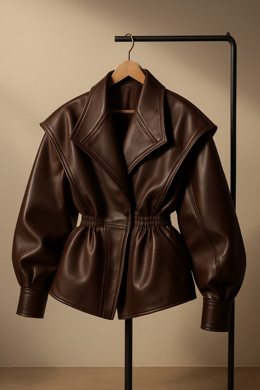 genuine women’s brown leather jacket premium finish handmade