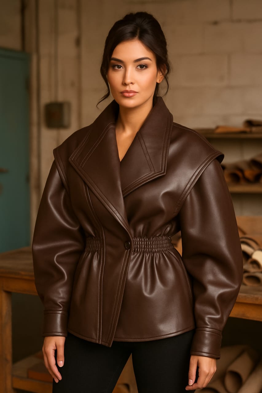 women’s brown leather jacket | handmade genuine leather – lyubov